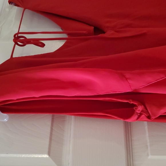 Ashley Stuart red sleeveless dress with chiffon top size 22/24 - Picture 3 of 8